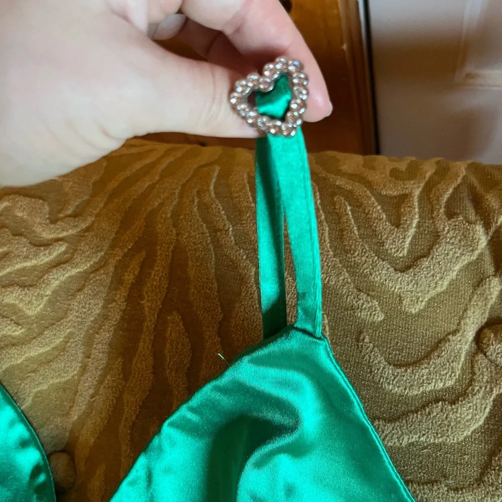 Rue21 Emerald Satin Bralette with Heart Charm - Picture 3 of 6